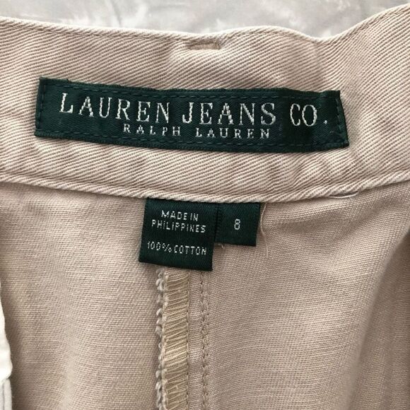 lauren jeans co ralph lauren size 8 tan high waisted shorts slat pockets preppy - Picture 7 of 11